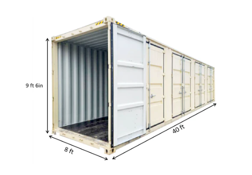 40ft High Cube Storage Container with 4 Side Doors
