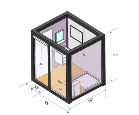 Bastone Portable 2 Private Toilet Stalls Mobile Restroom Standard Size  4.3x7x7.7FT for Construction Sites/Outdoor Public Events 