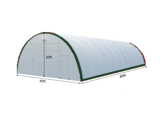 Single Truss Arch Storage Shelter W40'xL80'xH20'